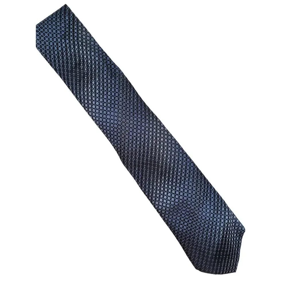 Kenneth Cole Reaction Blue Micro Geometric Silk Tie Sophisticated Modern